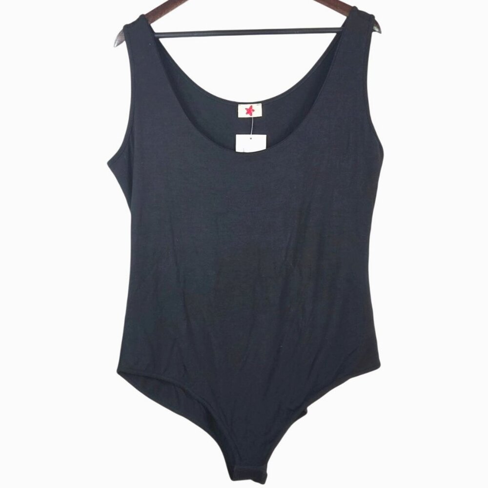 Nothing Fancy Evolving Love Plus Size Black Bodysuit 3XL Scoop Neck Stretchy